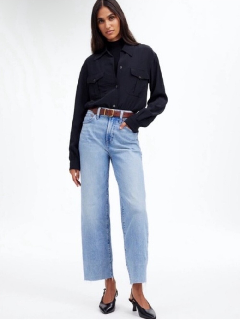 Madewell The Perfect Vintage Wide Leg Crop Blue Jeans . Size 26 . Style No603